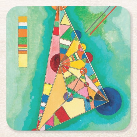 Colorful Triangles By Wassily Kandinsky Square Paper Coaster