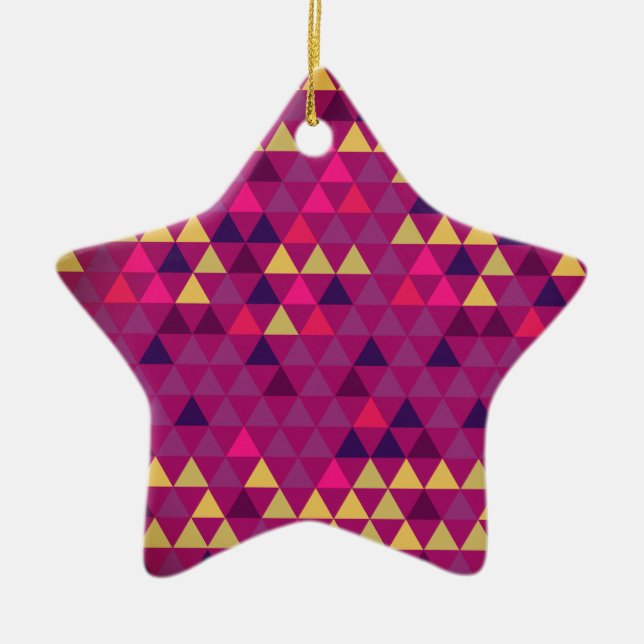Colorful Triangles Ceramic Ornament (Front)