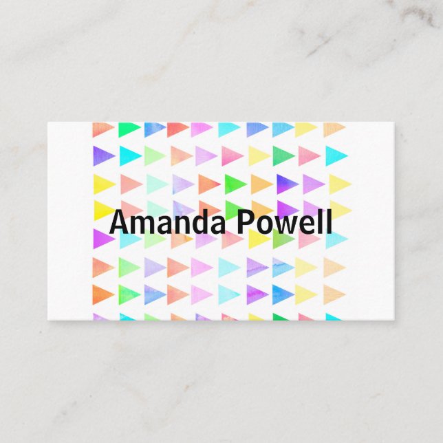 colorful triangles cheerful pattern modern business card (Front)