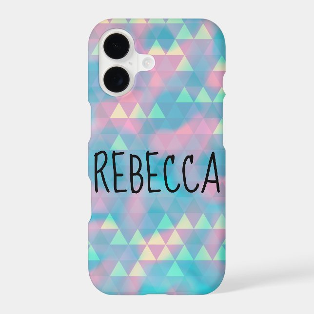 Colorful Triangles Cloudy Blue Iphone Case (Back)