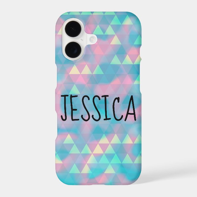 Colorful Triangles Cloudy Blue Iphone Case (Back)
