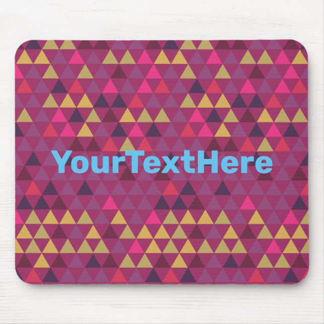 Colorful Triangles Custom Text Mouse Pad (Front)