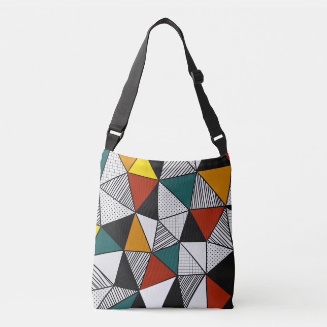colorful triangles geometric pattern crossbody bag (Front)