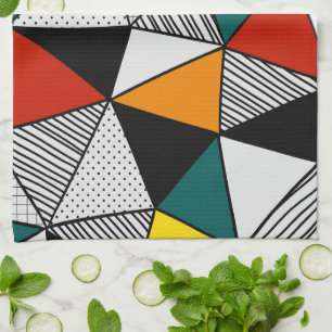 colorful triangles geometric pattern kitchen towel