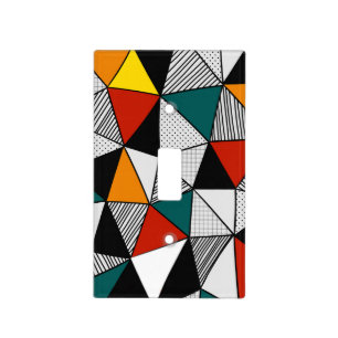 colorful triangles geometric pattern light switch cover