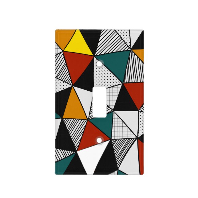colorful triangles geometric pattern light switch cover (Front)