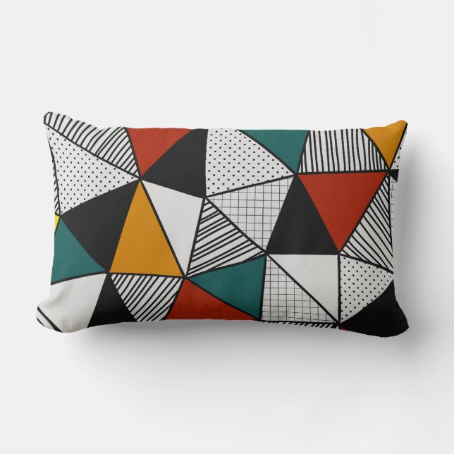 colorful triangles geometric pattern lumbar pillow (Front)