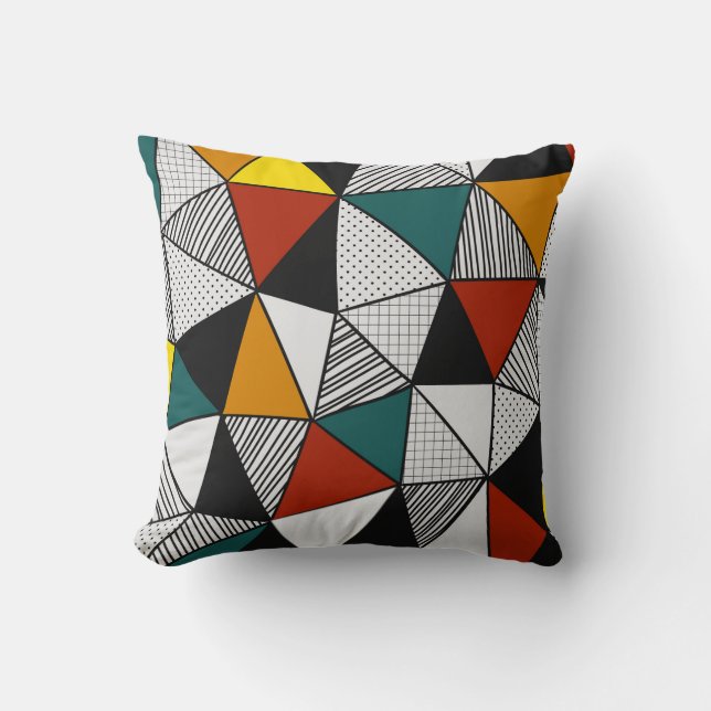 colorful triangles geometric pattern throw pillow (Front)