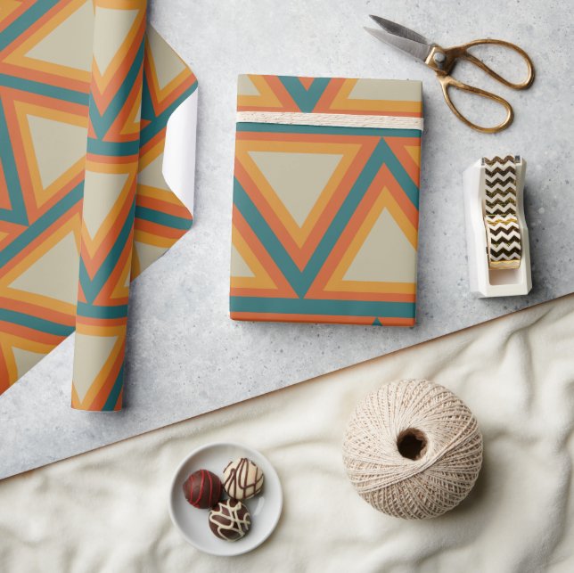 Colorful Triangles Geometric  Wrapping Paper (Crafts)