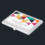 Colorful Triangles Modern Design Case For Business Cards<br><div class="desc">Elegant modern colorful triangles and geometric shapes over white background. Customizable name and title.</div>