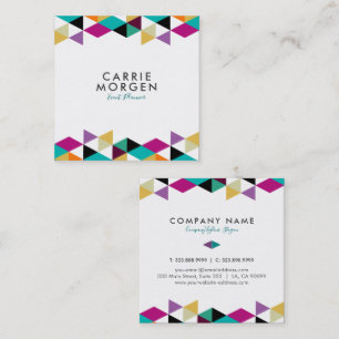 Colorful Triangles Modern Geometric Design Square Business Card