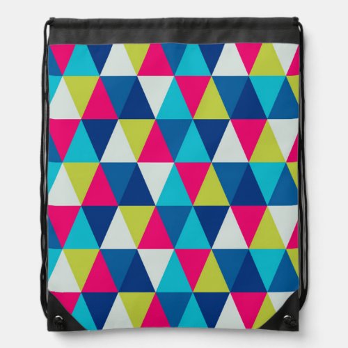 Colorful Triangles Modern Geometric Pattern Drawstring Bag
