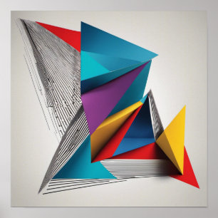  Colorful triangles on a white background Poster