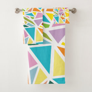 Colorful triangles pattern 2 bath towel set