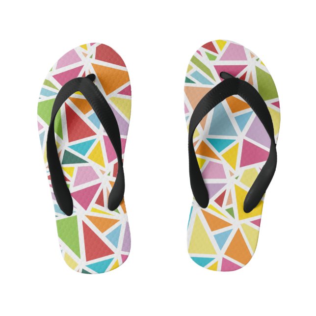 Colorful triangles pattern 2 kid's flip flops (Footbed)