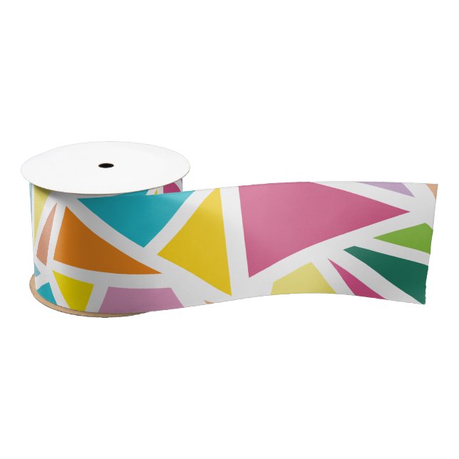 Colorful triangles pattern 2 satin ribbon (Spool)