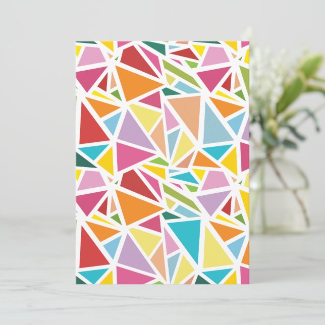 Colorful triangles pattern 2 thank you card (Standing Front)