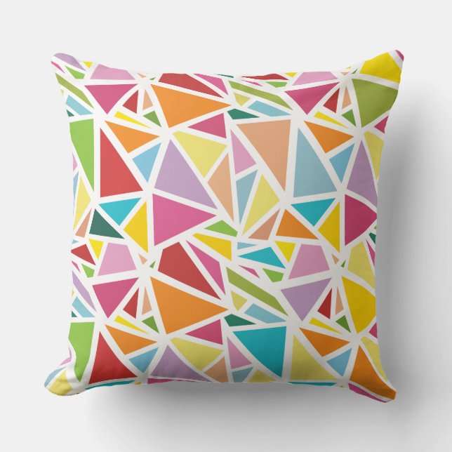 Colorful triangles pattern 2 throw pillow (Front)