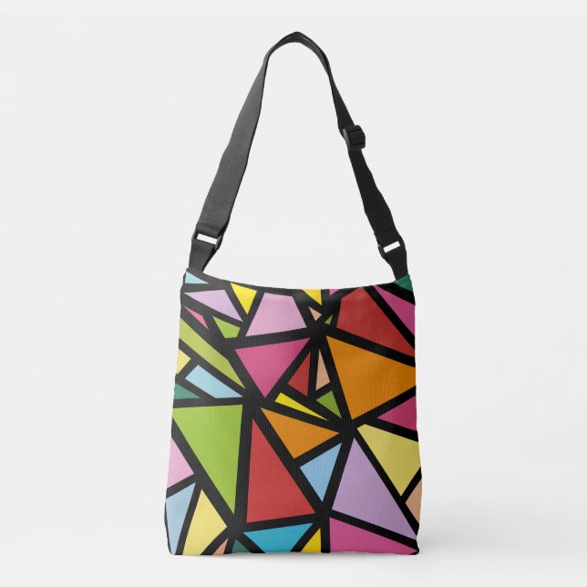 Colorful triangles pattern 3 crossbody bag (Front)