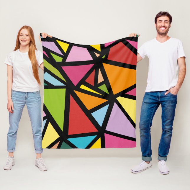 Colorful triangles pattern 3 fleece blanket (In Situ)