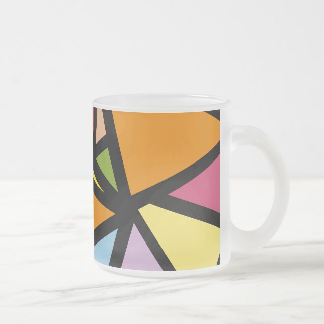 Colorful triangles pattern 3 frosted glass coffee mug (Right)