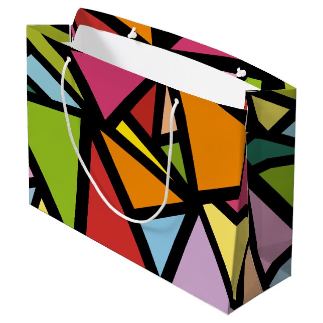 Colorful triangles pattern 3 large gift bag (Back Angled)