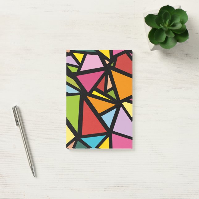 Colorful triangles pattern 3 post-it notes (Office)