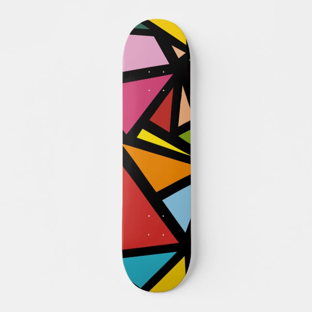Colorful triangles pattern 3 skateboard (Front)