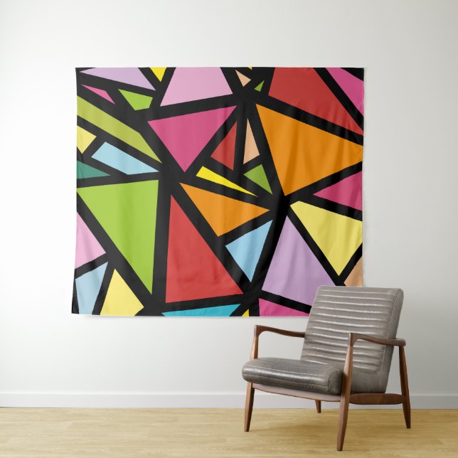 Colorful triangles pattern 3 tapestry (In Situ (Horizontal))