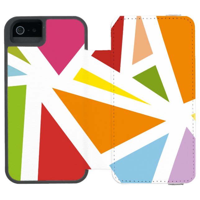 Colorful triangles pattern 4 incipio iPhone wallet case (Folio Open)