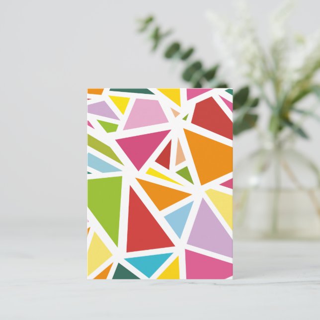 Colorful triangles pattern 4 postcard (Standing Front)
