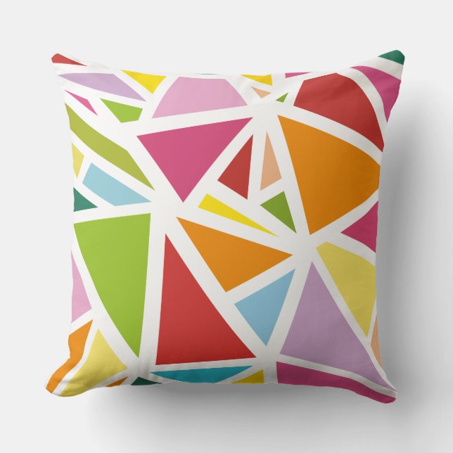 Colorful triangles pattern 4 throw pillow (Front)