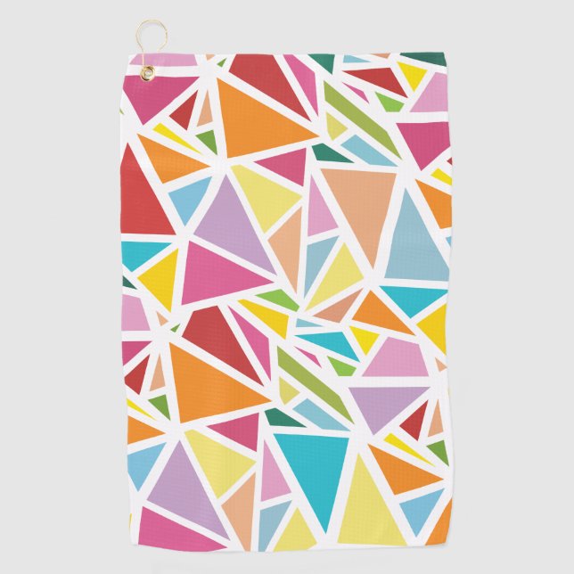 Colorful triangles pattern golf towel (Front)