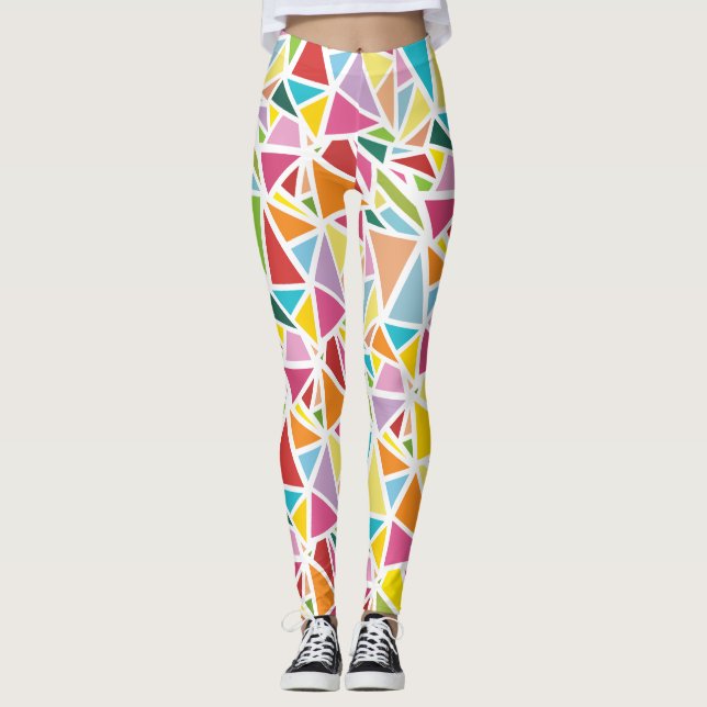 Colorful triangles pattern leggings (Front)