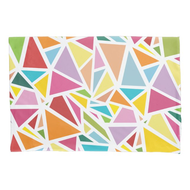 Colorful triangles pattern pillow case (Front)