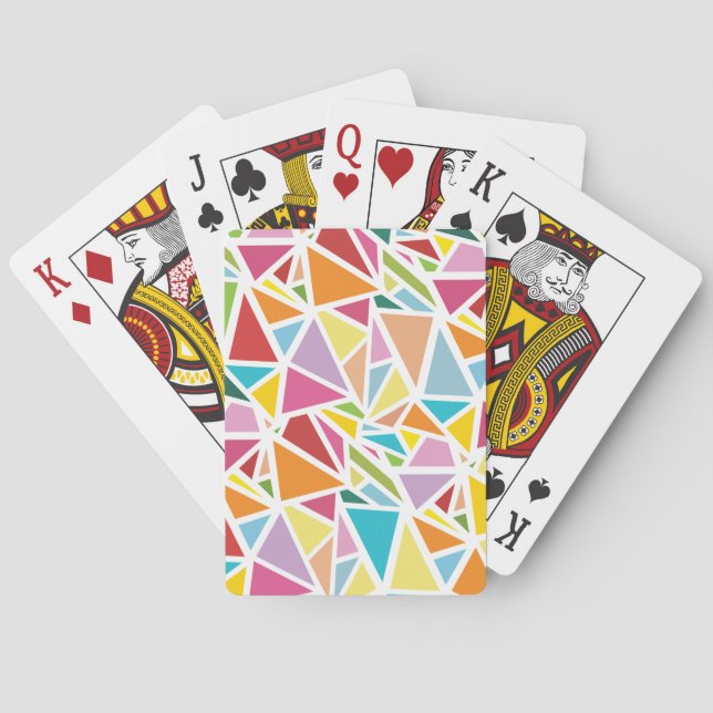 Colorful triangles pattern poker cards (Back)