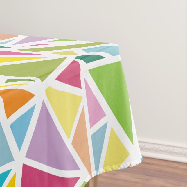 Colorful triangles pattern tablecloth (In Situ)