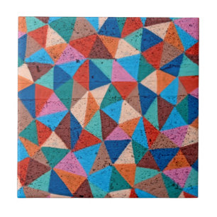 Colorful Triangles Urban Graffiti Style Ceramic Tile