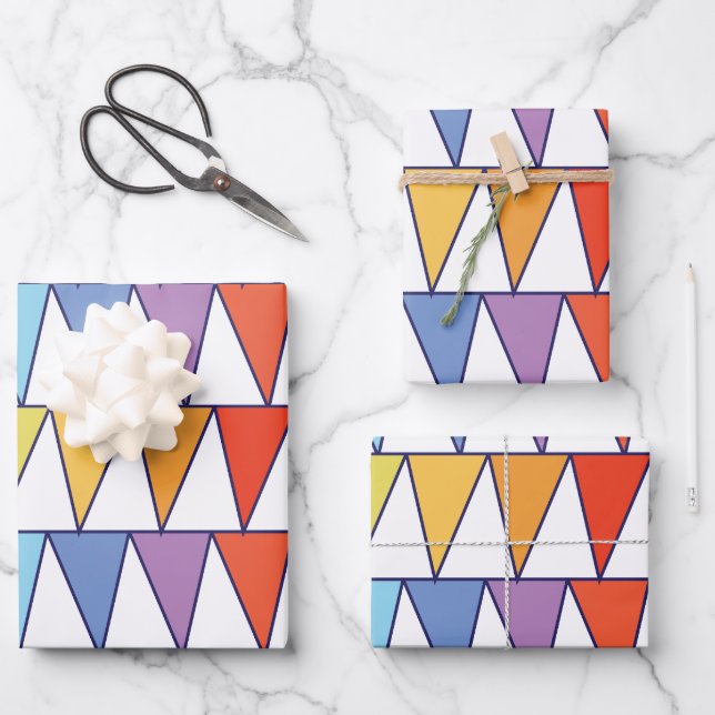 Colorful Triangles Wrapping Paper Sheets (Front)