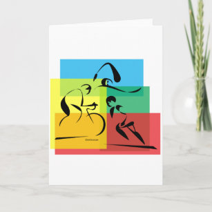 Colorful Triathlon Abstract Greeting Card