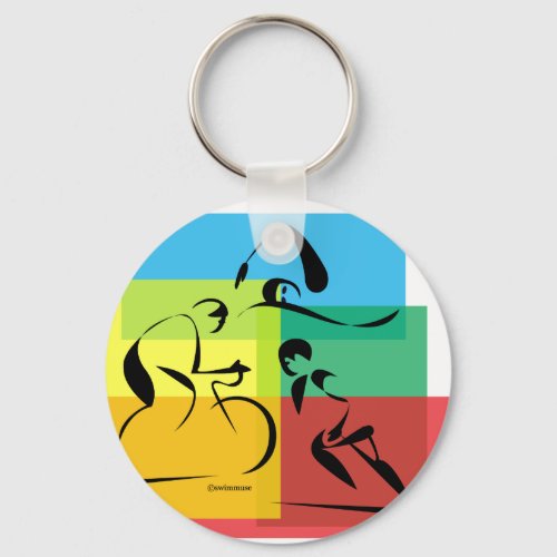 Colorful Triathlon Abstract Keychain