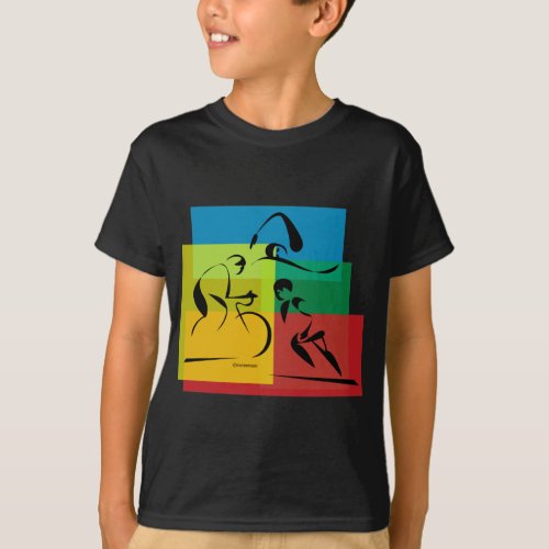Colorful Triathlon Abstract T_Shirt