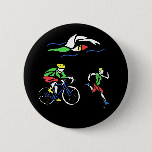 Colorful Triathlon Design Pinback Button