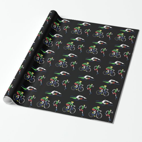 Colorful Triathlon Design Wrapping Paper