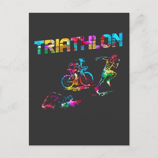 Colorful Triathlon Swim Bike Run Athlete Sports Postcard (Front)