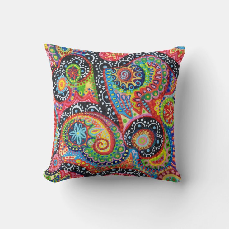 Colorful Tribal Abstract Art Pillow | Zazzle