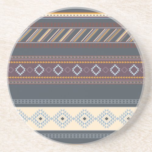 Colorful Tribal Aztec Art Blue Purple Dark Cute Coaster