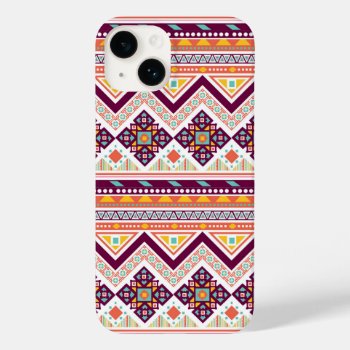 Colorful Tribal Aztec Chevron Zig Zag Pattern Case-mate Iphone 14 Case by bestgiftideas at Zazzle