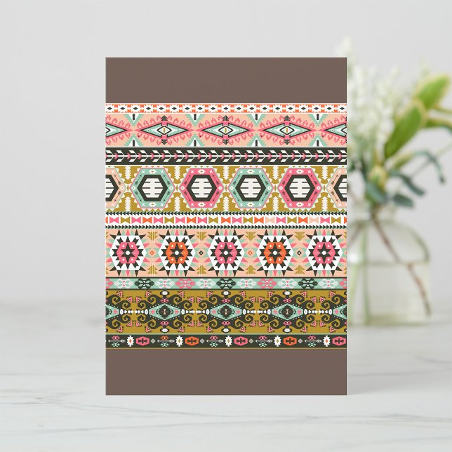 Colorful Tribal Aztec Pattern Boho Geometric  Invitation (Creator Uploaded)