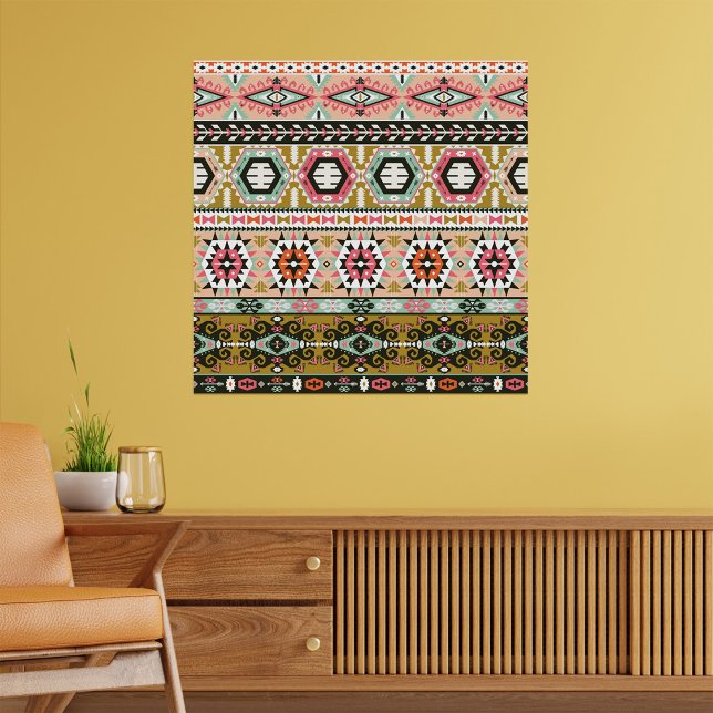 Colorful Tribal Aztec Pattern Boho Geometric  Poster (Creator Uploaded)